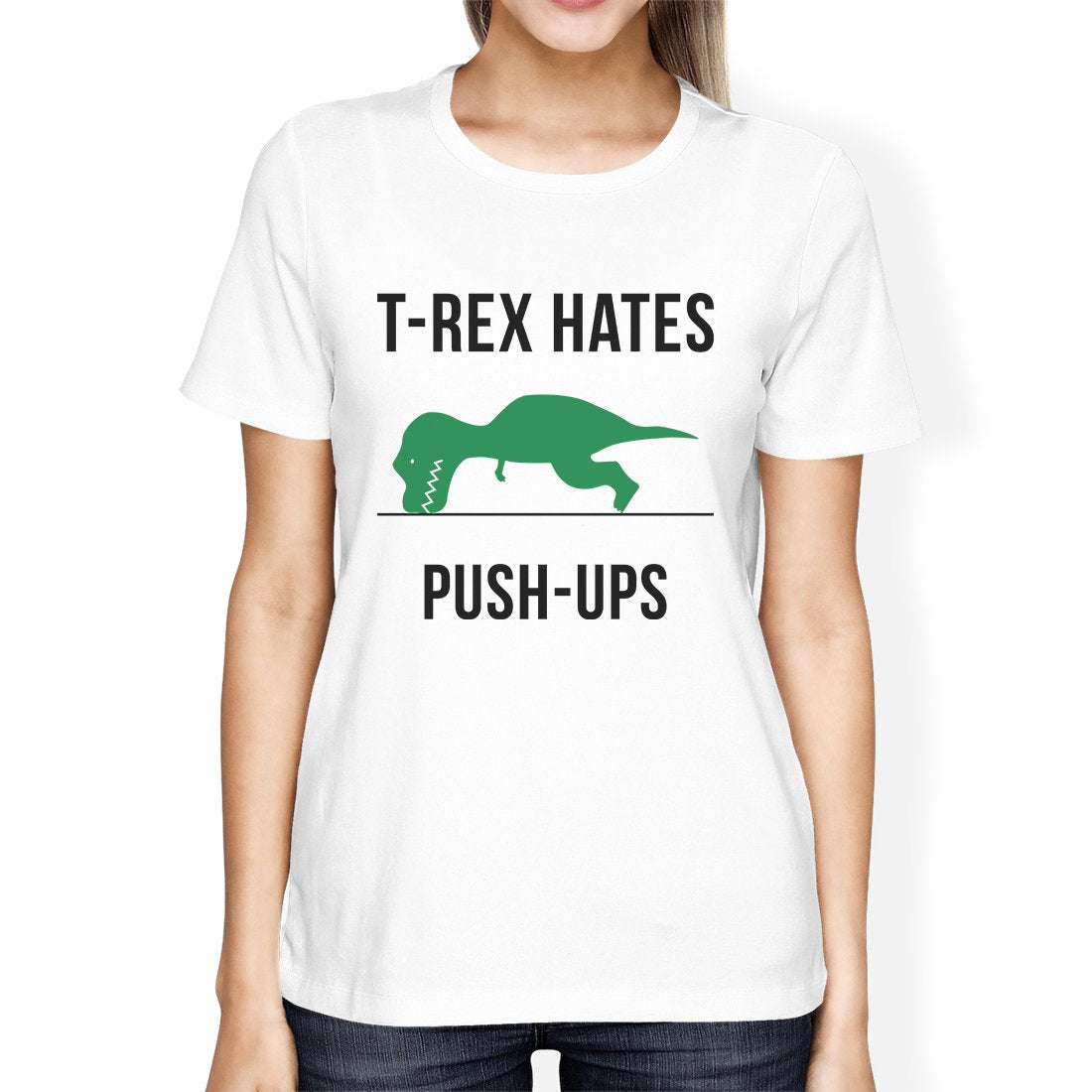 T-Rex Push Ups Womens Humorous Gym Tops Funny Graphic T-Shirt Gift