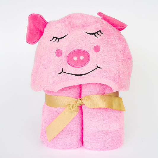 Bamboo Rayon Piggy Hooded Turkish Towel: Little Kid