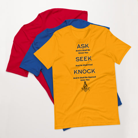 Masonic Ask Seek Knock Short-Sleeve Unisex T-Shirt