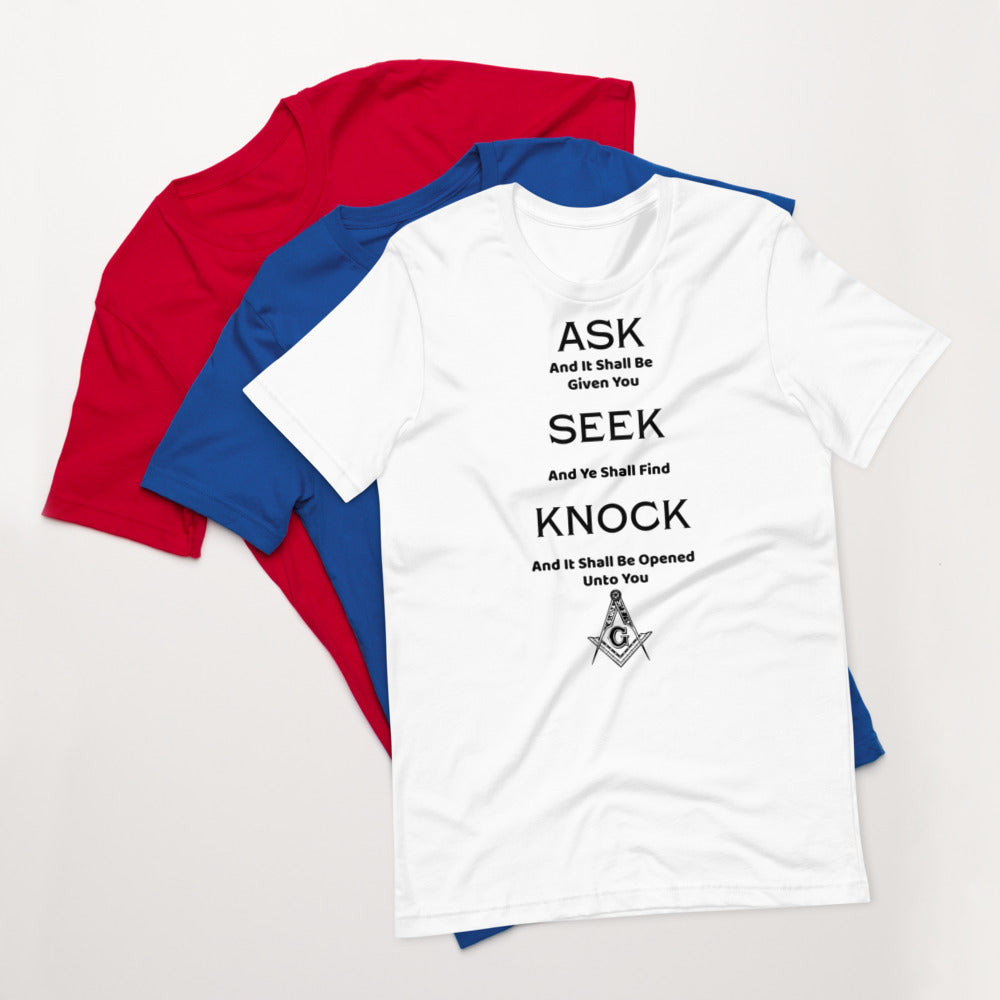 Masonic Ask Seek Knock Short-Sleeve Unisex T-Shirt